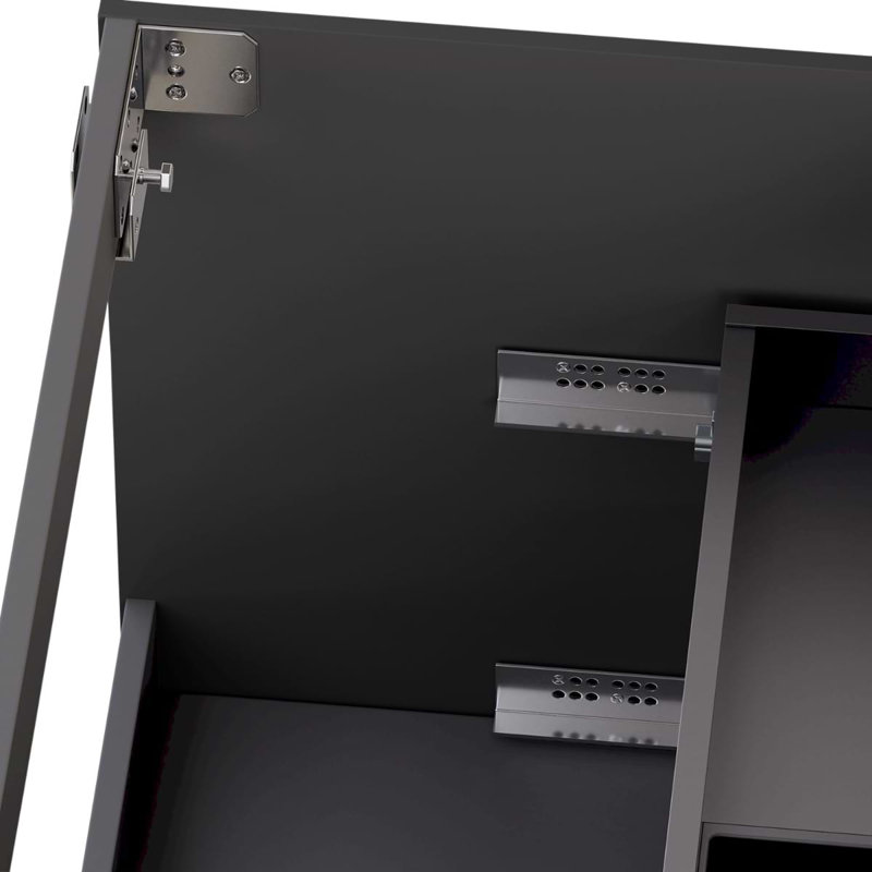 Astor 42" Single Vanity With Integrated White Solid Surfacetop, Black, 30"