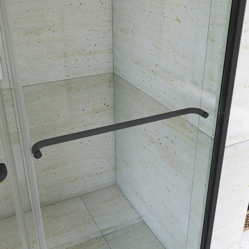 56-60"W X 70"H Aluminum Framed Sliding Shower Door In Finish, Matte Black