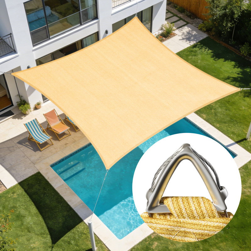 Voile d'ombrage carré Amgo Pro Ring, 24 pi x 24 pi , Beige