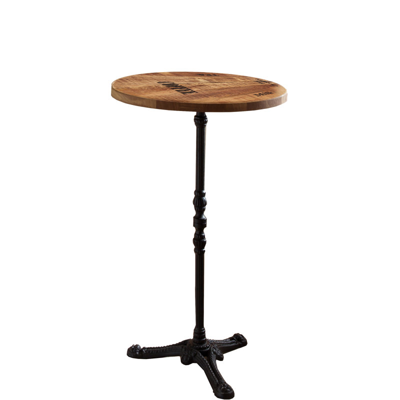 Regnwald Round Solid Wood Top Metal Base Dining Table
