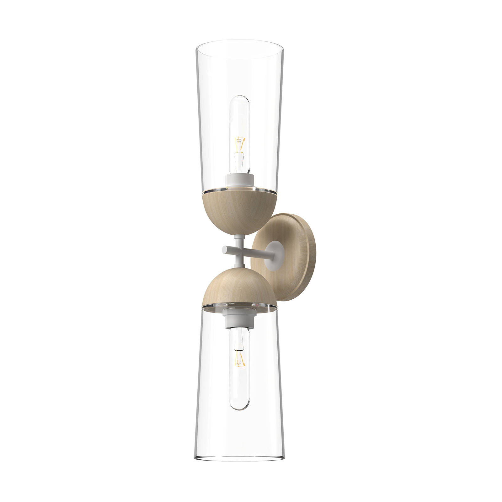Shiloh Transparent Vanity Light, White/White Oak, 2