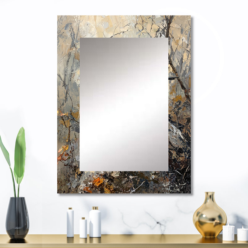 Chickadee, oiseau sur une pomme de pin III - miroir mural unique, 32 po x 24 po