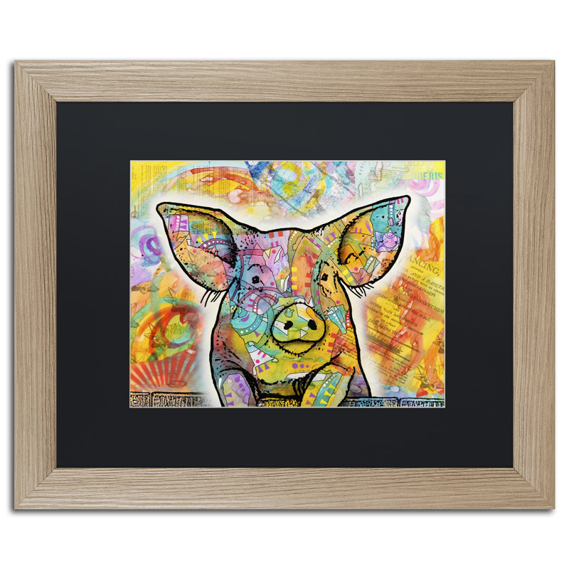 « the porc », impression encadrée sur toile, H 11 po x l 14 po x P 0,5 po, Noir, Toile avec cadre argenté