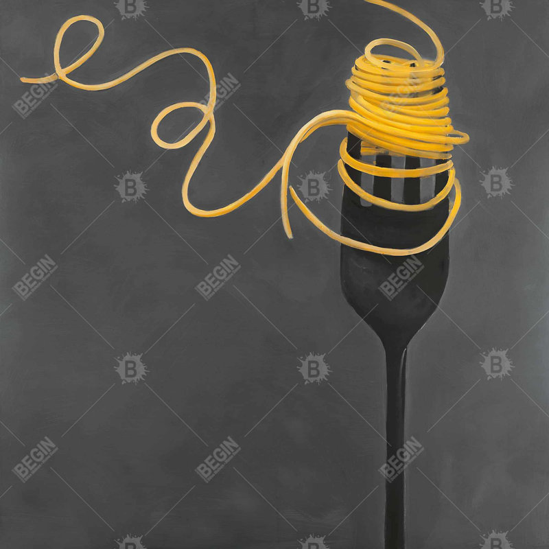 " Spaghetti Pasta Around A Fork " Painting Print