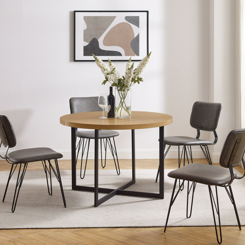 17 Stories Randisha Round Metal Base Dining Table & Reviews | Wayfair