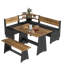 Ensemble de coin-repas de coin avec coussin, table de salle à manger en forme de L et banc rembourré, banc de coin-ferme en bois pour 5 personnes avec rangement caché