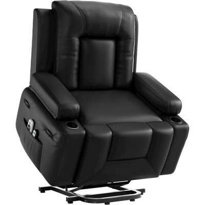 Power Lift Recliner Chair with Heat & Massage, PU Leather Electric Lift Chair for Elderly & Mobility Impaired
