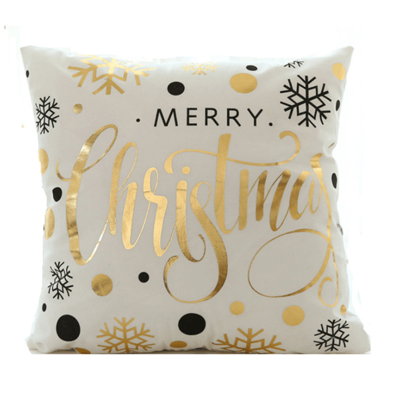 Coussin «Merry Christmas» avec flocons de neige et pois