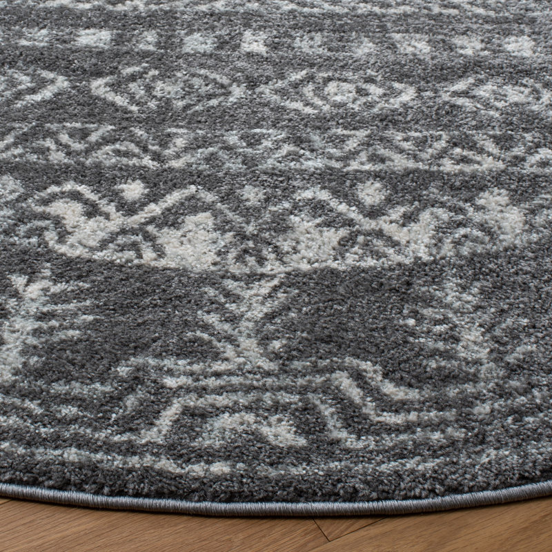 Tapis gris foncé / ivoire Southwestern, Rectangle 8 pi x 10 pi