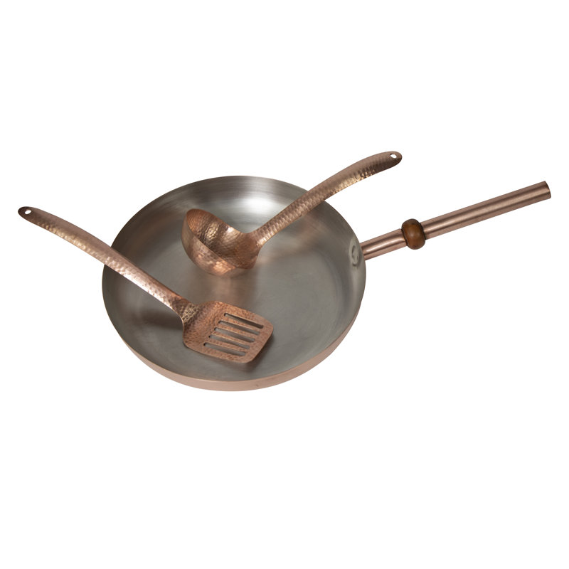 Handmade 12'' Copper Non-Stick Frying Pan Set