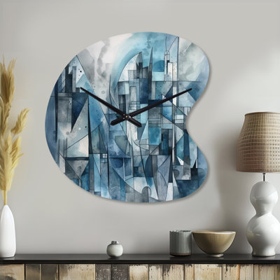 Blue Abstracted Harmonies Of Shape III - Drop Shape Blue Wall Clock Sculpture