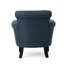 Fauteuil club bleu marine avec tissu fin et pieds en bois de bouleau
