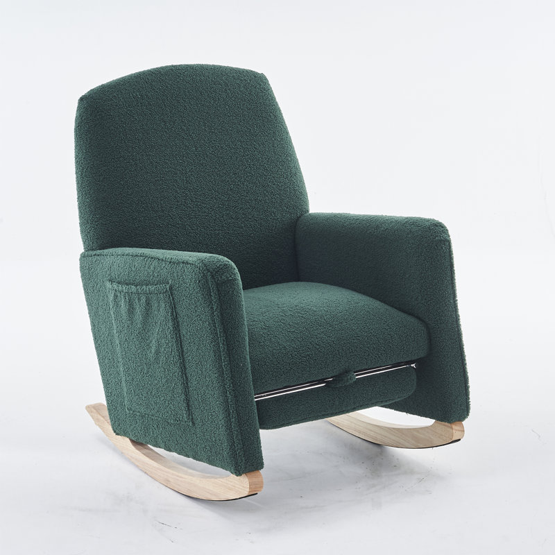 Chaise berçante en tissu avec repose-pieds Teddy, Vert