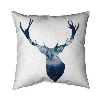 Deer head landscape - 20"x20" Throw pillow cover - Poly twill - Print on demand