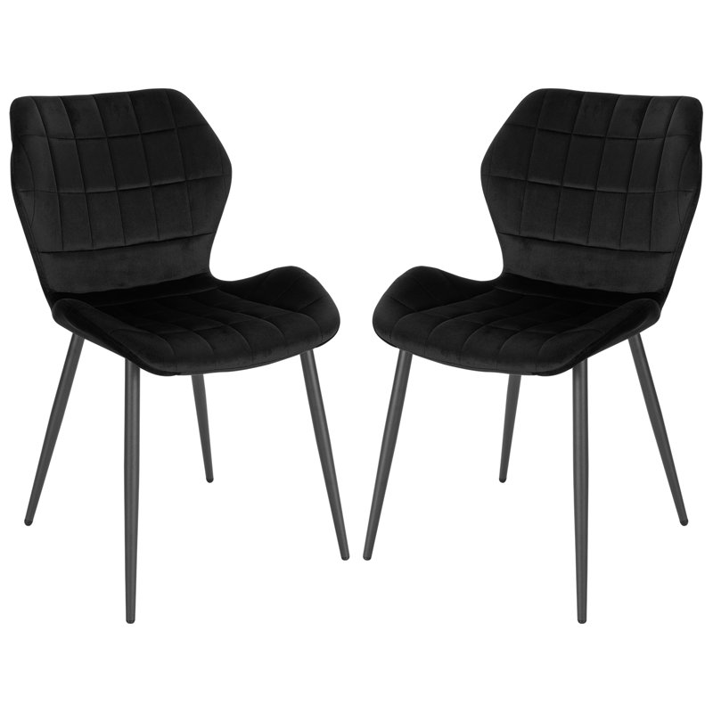 Hyampom 45cm H Velvet Upholstered Wing Back Side Chair, Black