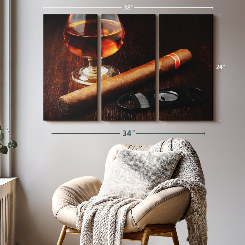 "Verre de rhum" sur toile, H 24 po x l 38 po x P 1,25 po