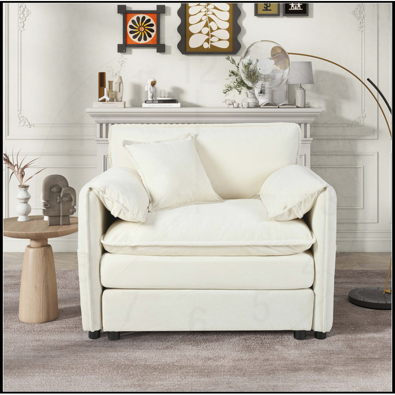 Fauteuil surdimensionné de 41,73 po avec 1 coussin décoratif, Beige