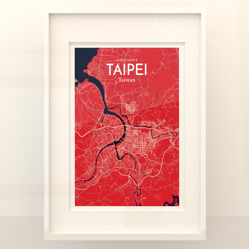Taipei City Map in Nautical 1 Piece Wall Art, 27.6cm H x 19.7cm W x 0.05cm D