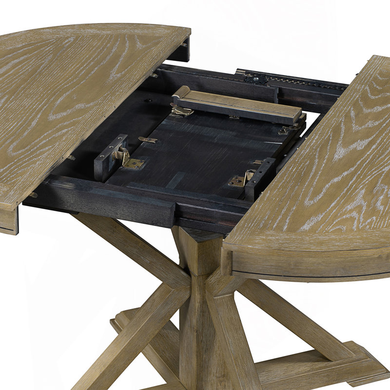 Table de salle à manger extensible rétro avec rallonge, Bois naturel délavé