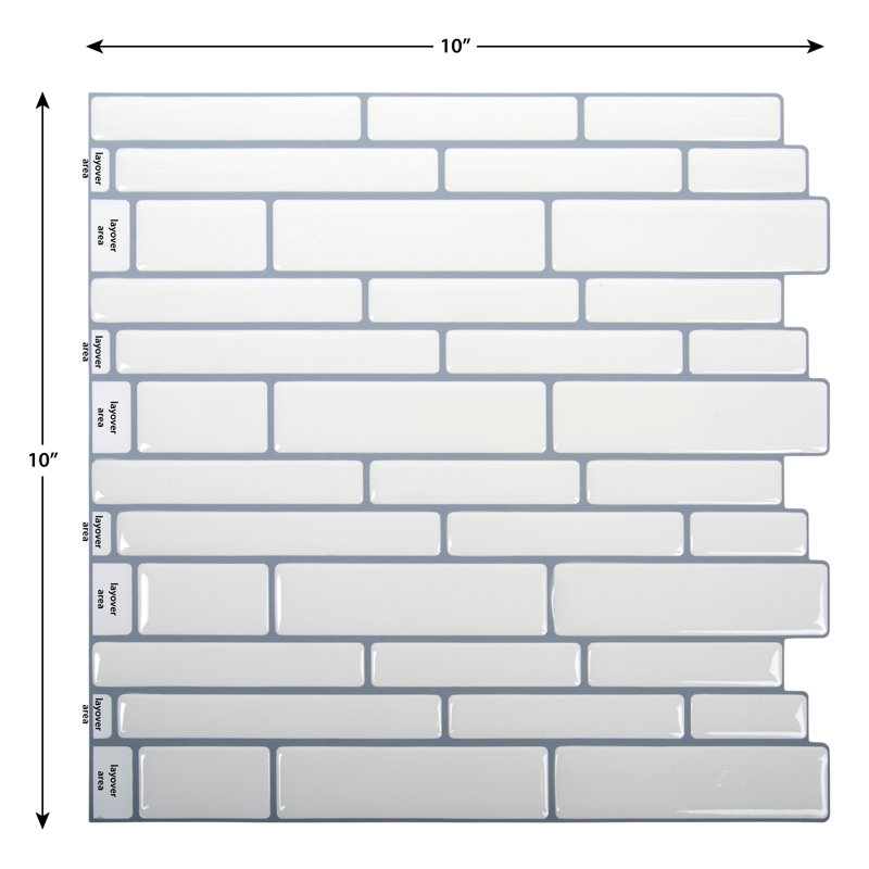 10'' W x 10'' L PVC Peel and Stick Mosaic Tile, White