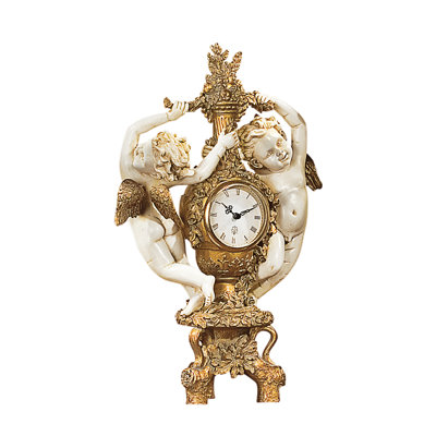 Modern & Contemporary Analogue Resin Quartz Movement / Crystal Tabletop Clock in Off-White/Gold