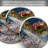 Santa's Sleigh 4-Pack Natural Sandstone Coasters