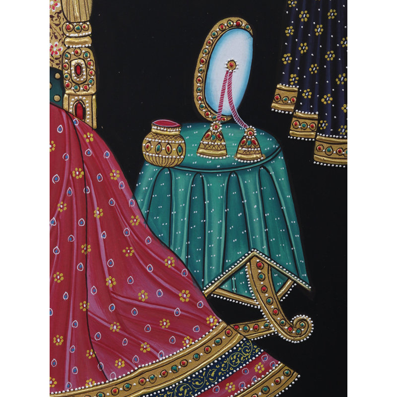 Dame royale indienne faisant son choti | Aquarelle sur papier