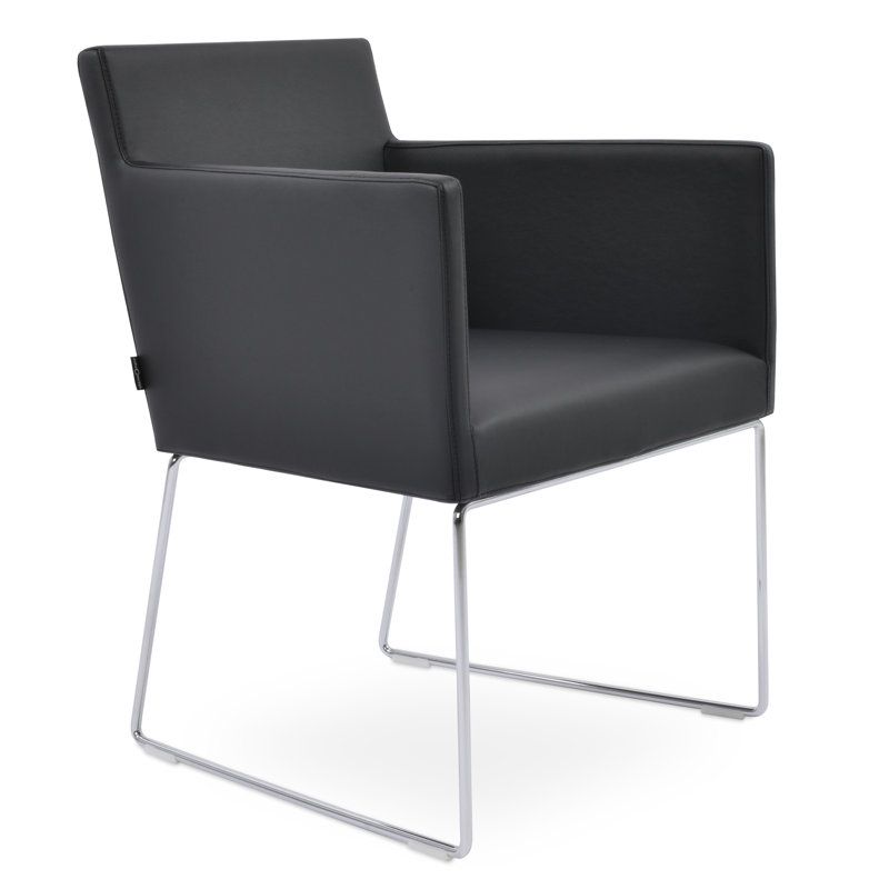 Harput Sled Wire Upholstered Arm Chair, Black