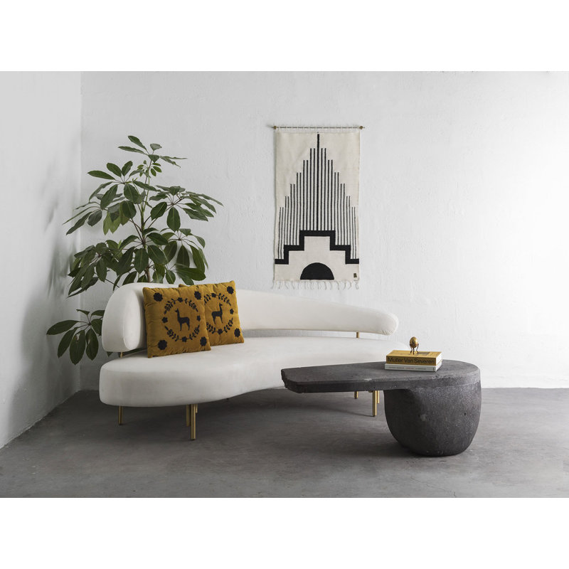 Centro Sheep Wool Handwoven Tapestry, Aged Bronze Wall Mount, Terracota & Ivory, White