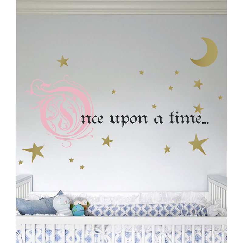 Décalcomanie murale une fois sur un temps, Rose / or / noir, H 31 po x l 66 po x P 0,01 po