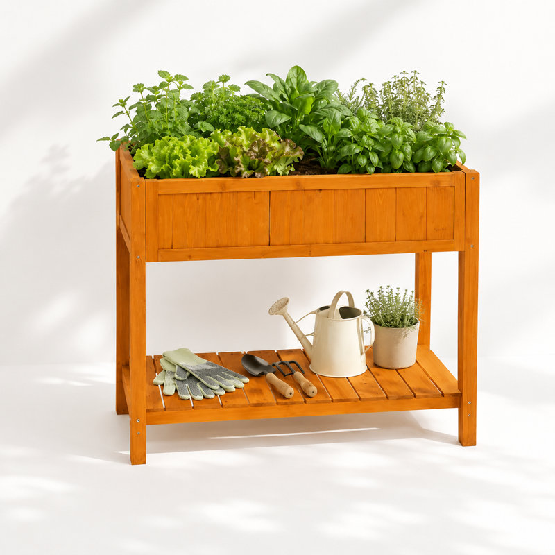 Wood Raised Garden Bed, Brown