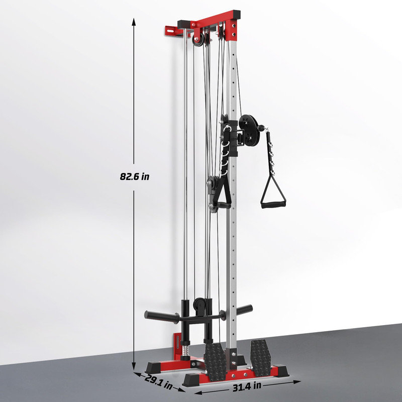 Dual Pulley Cable Crossover Machine, Wall-Mounted LAT Pulldown & Low Row System for Full Body Strength Training