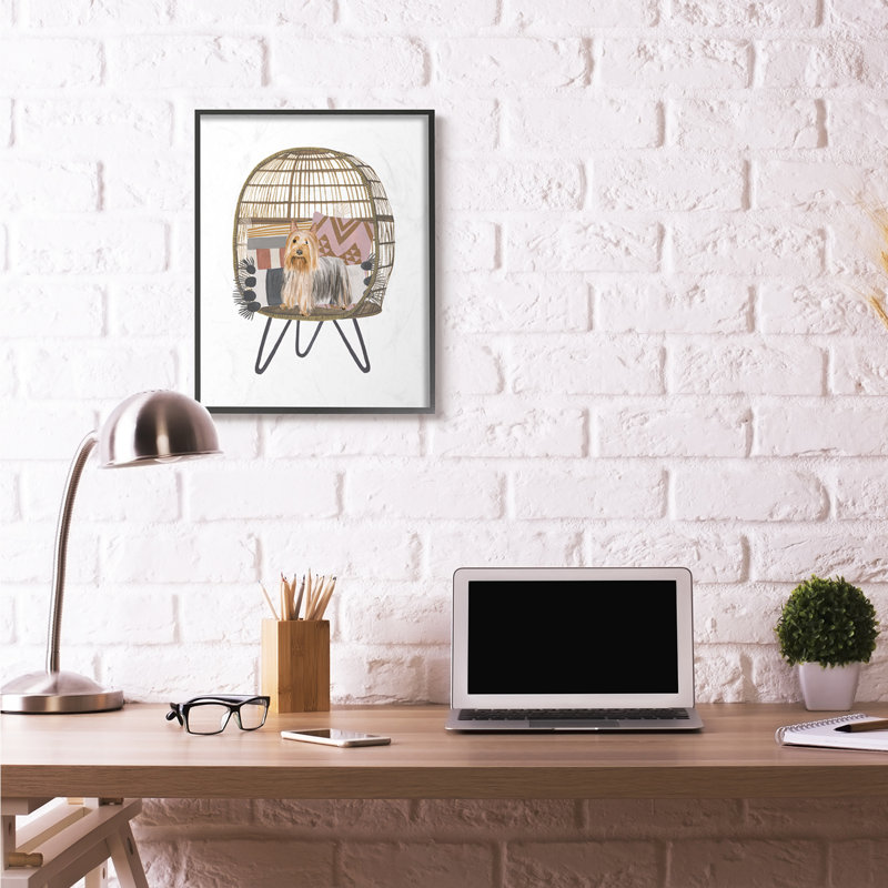 «Puppy Dog Chair Pet», reproduction d'art, H 24 po x l 30 po, Giclée encadrée noir minuit