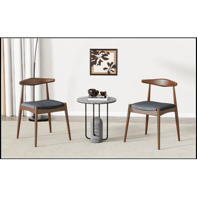 Ensemble de 2 chaises de salle à manger en bois d'hévéa avec dossier ergonomique et assise rembourrée confortable pour un usage quotidien