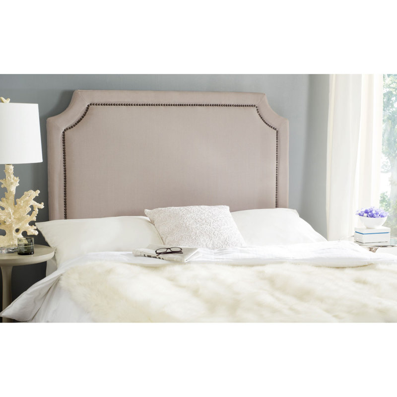 Stallings Upholstered Headboard, Full, Linen, Pale Pink/Beige