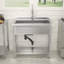 Évier de cuisine encastré en acier inoxydable à cuve simple l 36 po x P 21 po avec robinet coulissant-121602683
