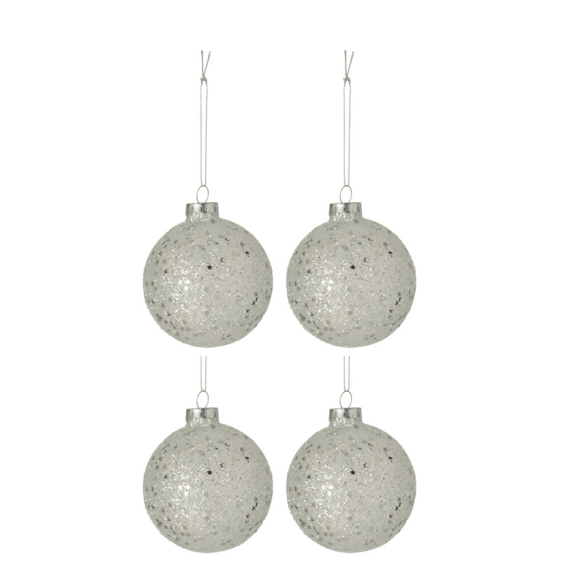 10 cm Glass Trees & Wreaths Shatterproof, Silver