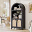 Armoire pour garde-manger arquée 63 "avec tablettes réglables en rotin et portes 63"-1744157022