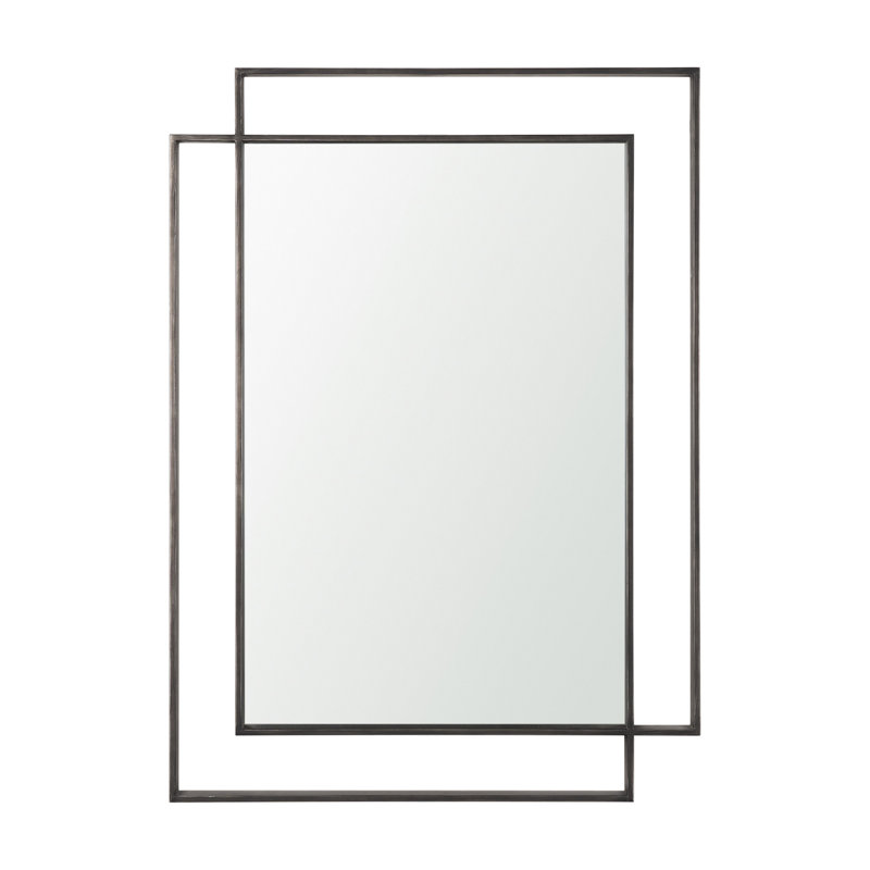Miyashiro Rectangular Dual Metal Frame Gunmetal Mirror