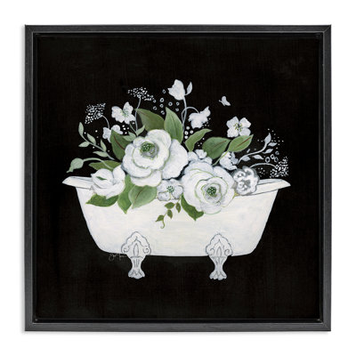 Art mural blanc et noir sur toile flottante encadrée par Janet Tava