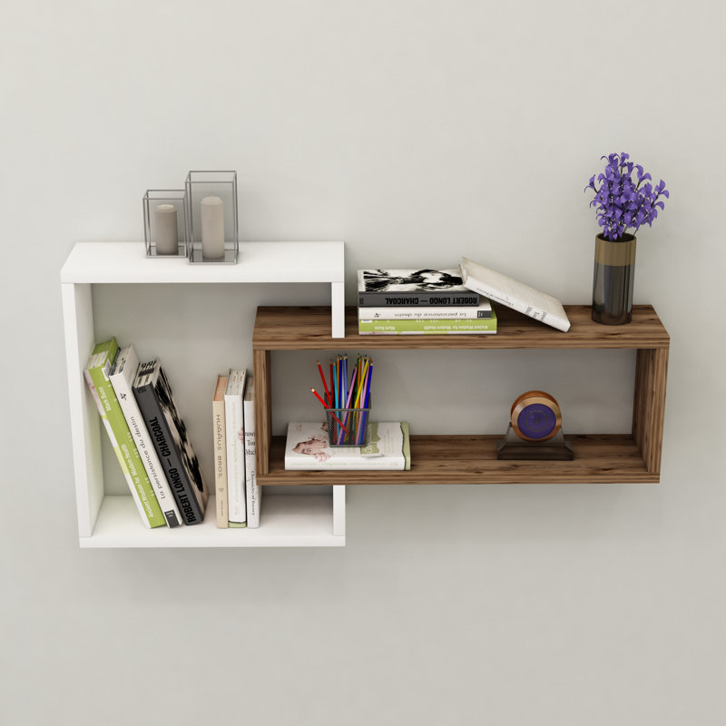 Linelle 3 Piece Floating Shelf, White Light Walnut