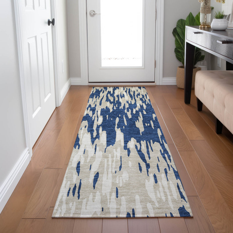 Tapis rectangulaire Aleighna avec envers antidérapant, Tapis de couloir 2 pi 3 po x 7 pi 6 po