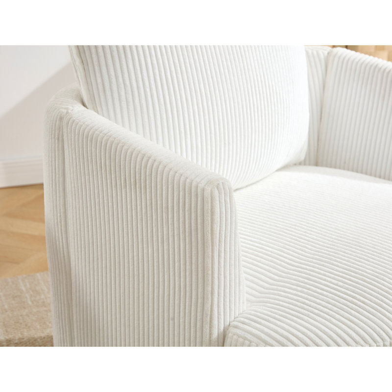 Chaise pivotante rembourrée en velours côtelé, Velours côtelé blanc