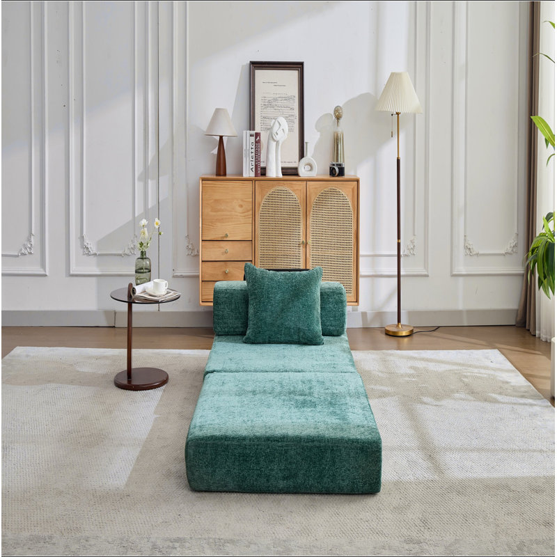 Canapé à compression, canapé-lit convertible au sol avec structure de forme fixe, canapé modulaire à une place sans os, aucun assemblage requis, tissu chenille, pour la chambre à coucher du salon