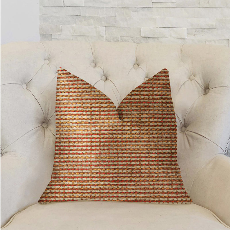 Coussin de luxe Jade Jesper, 18 po x 18 po, Orange / beige, Coussin décoratif