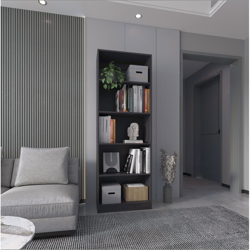Home 4 Shelves Bookcase Kronos, Open Storage, Stained Walnut