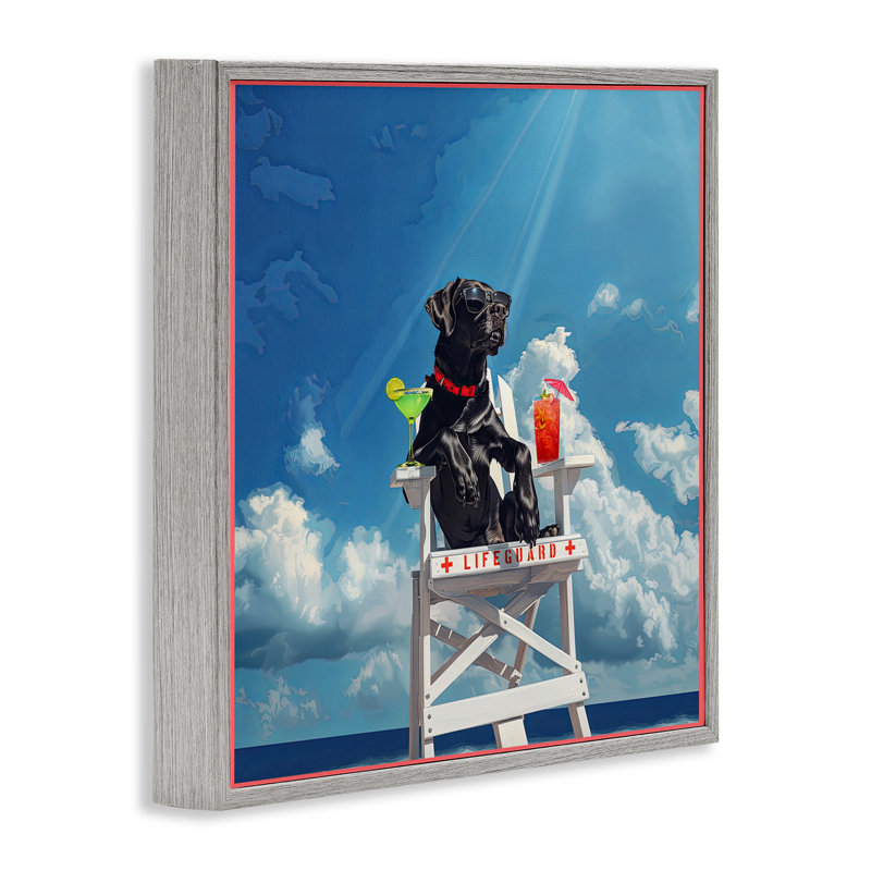 «Guard Dog Lifeguard», art de la giclée encadrée par Jim Baldwin, Estampe numérique Farmhouse, H 17 po x l 17 po