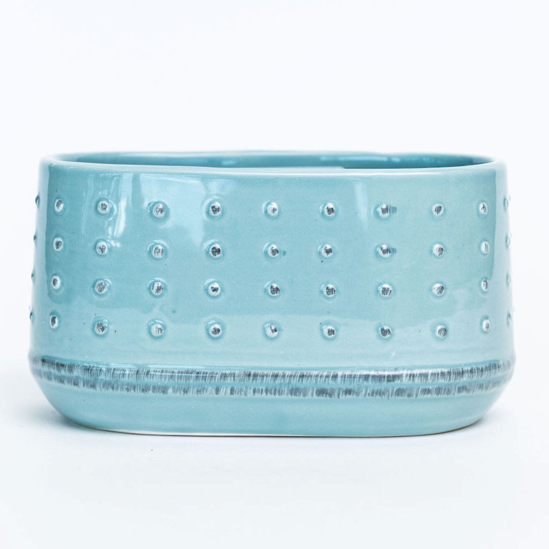 Gornto Ceramic Pot Planter, 3.7" H x 7.1" W x 4.3" D, Light Blue