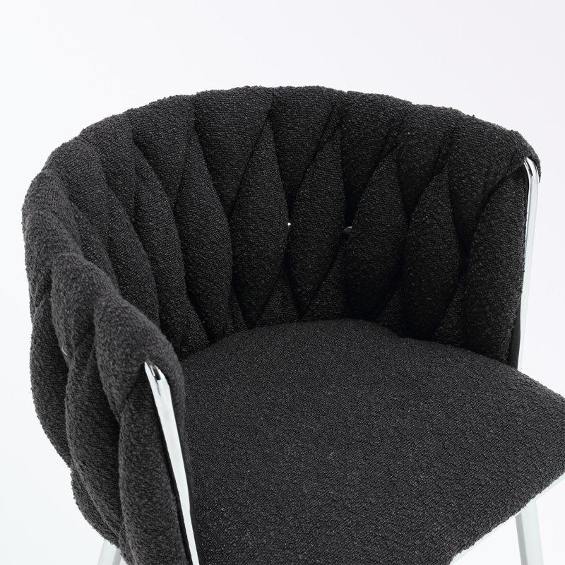 Chaise de salle à manger rembourrée en polyester Manac, Noir
