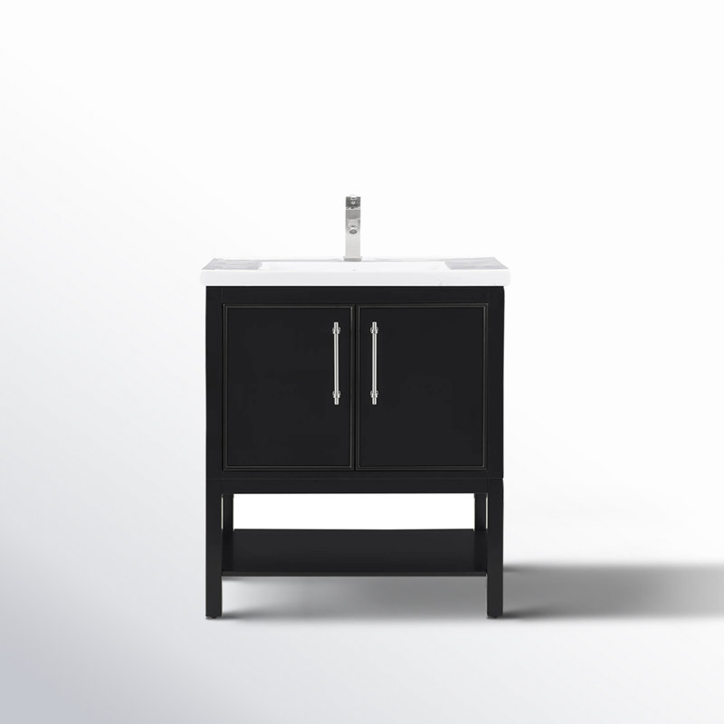 Ensemble de meuble-lavabo simple 30 po Jewell, Noir / nickel brossé